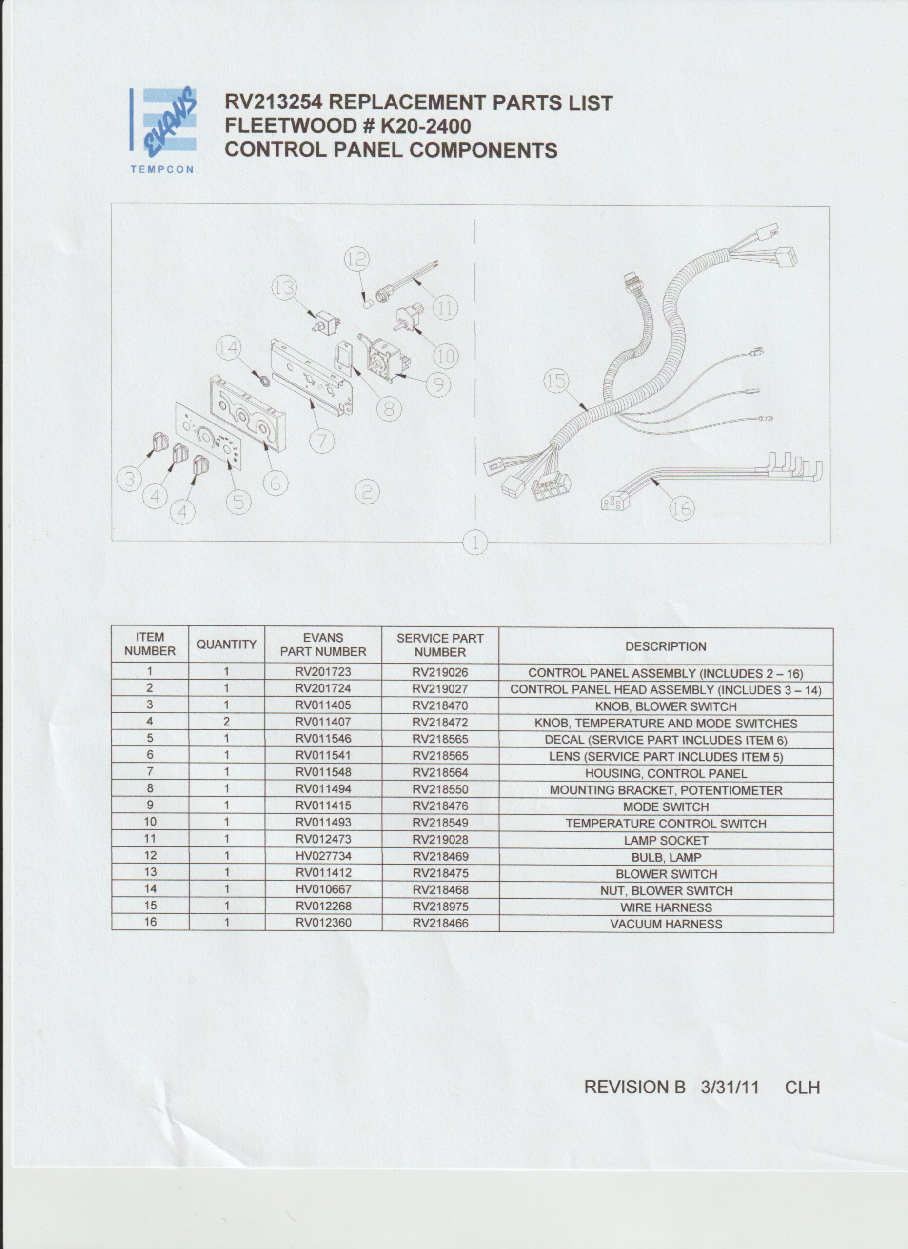 Evans Spec Sheet Rv Comfort Air Inc Rv Hvac Parts